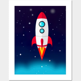 Flying Space Rocket Posters and Art